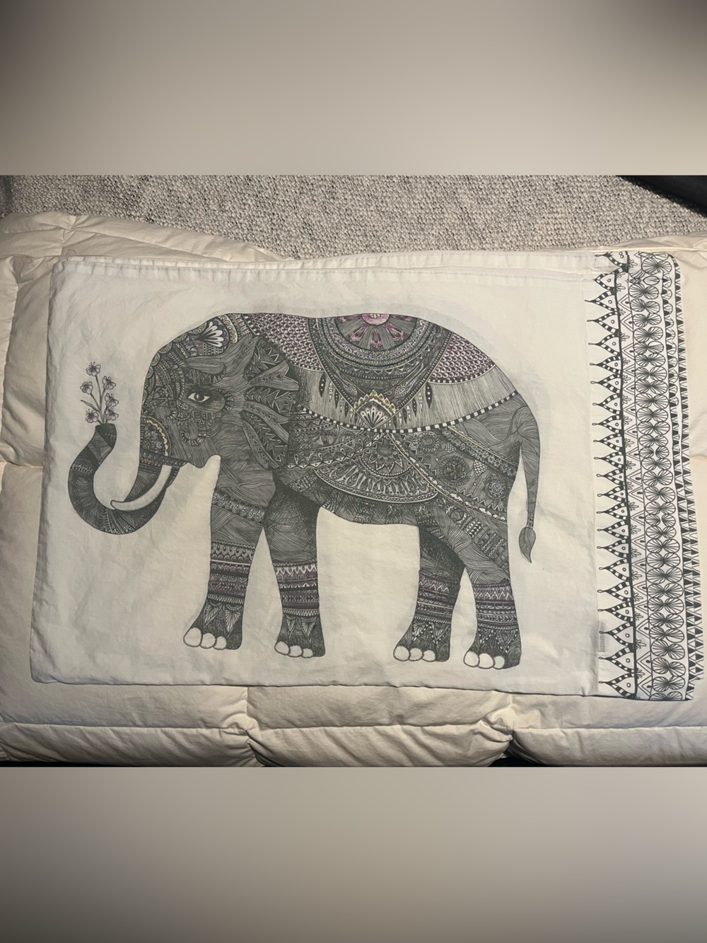 Urban Outfitters Gray & White Elephant Print Pillowcase Set